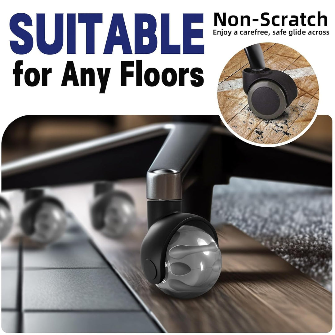 Sytopia Bürostuhl Rollen 5er Set in Grau, Rollen für Bürostühle 11 x 22 mm für Teppichböden, Hartbod