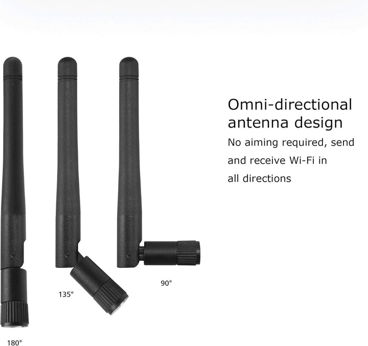 Akasa Omni-Direktionale Tri-Band Wi-Fi Antenne, RP-SMA Male, 2 Stück, 2dBi, Konform mit IEEE 802.11a