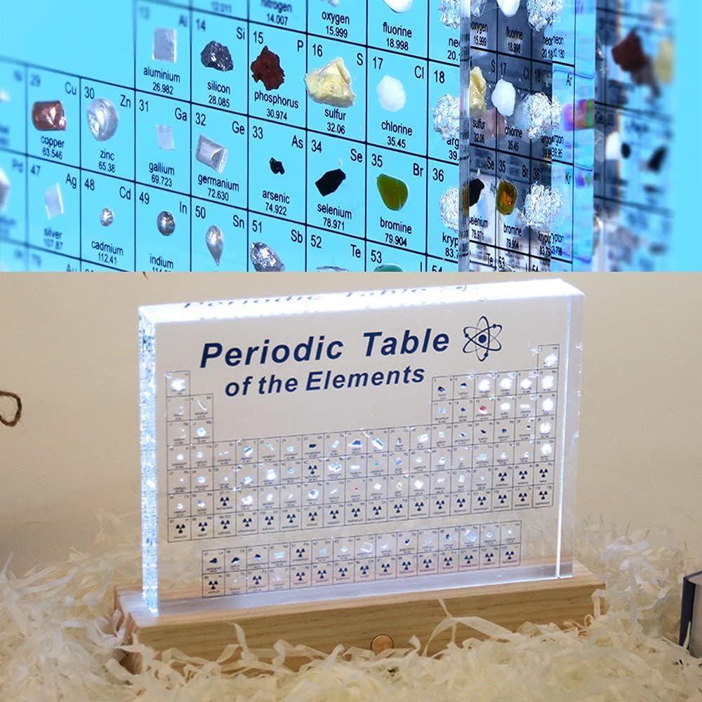 Periodensystem der Elemente mit LED-Lichthalter, Periodensystem Acryl, Periodensystem Echte Elemente