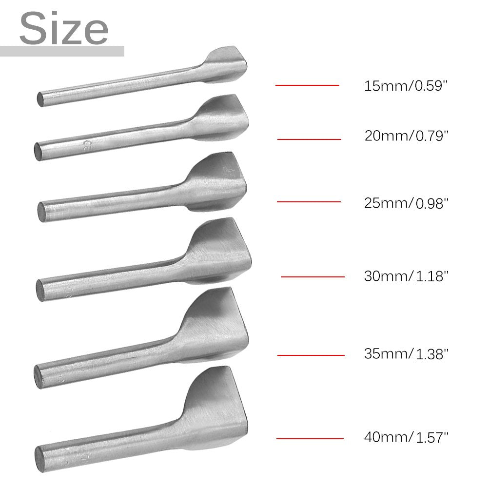 6 Stück/Set DIY Leder Carft V Form Stanzgürtel Endschneider für Zuhause Leder Nähen (15–40 mm)