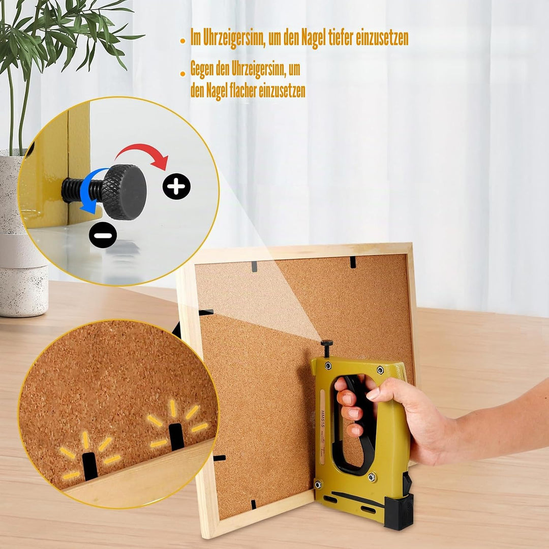 Point Driver Framing 20x12,5x3cm Handtacker mit Klammern Set Bilderrahmen Tacker mit 2000 Klammern P