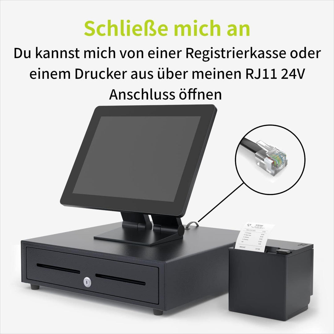 ACROPAQ Kassenschublade - Elektrische Öffnung mit RJ11 Anschluss, Kassenlade 41 x 41 cm, Unterbau ge