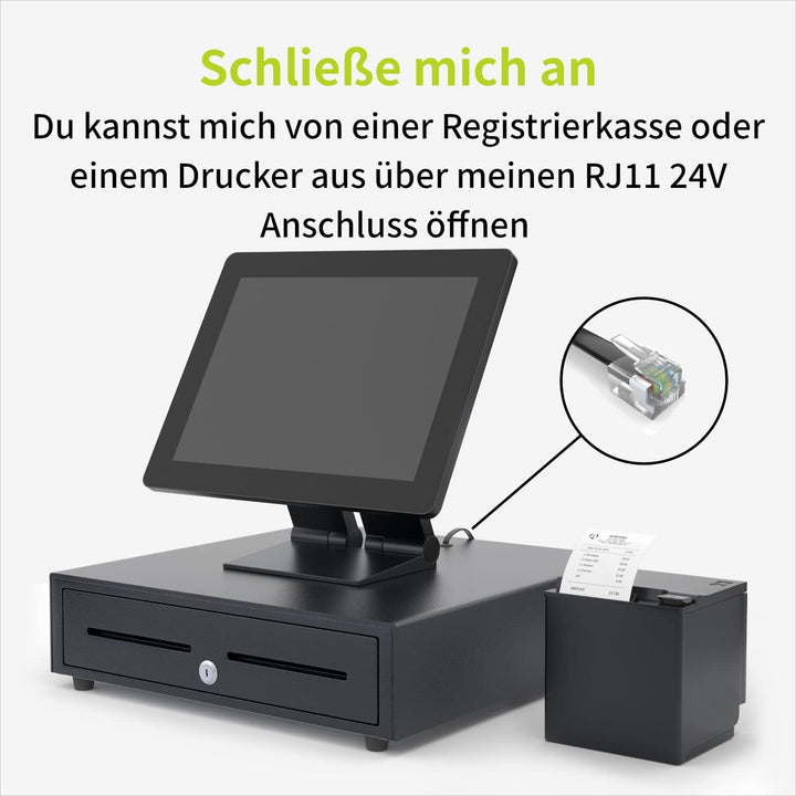 ACROPAQ Kassenschublade - Elektrische Öffnung mit RJ11 Anschluss, Kassenlade 41 x 41 cm, Unterbau ge