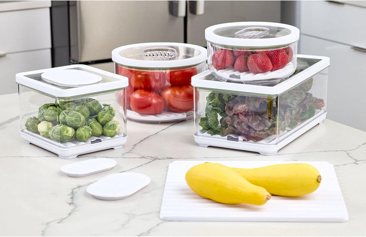 iDesign Vorratsbehälter mit Deckel, grosser Kühlschrankorganizer für Obst & Gemüse mit Luftregulieru
