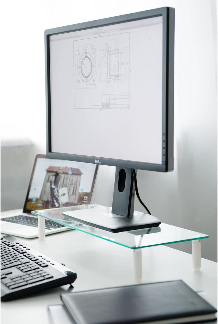 DIGITUS Universal Monitor-Erhöhung aus Glas - Bildschirm-Ständer - Traglast 20 kg - Rutschhemmend -