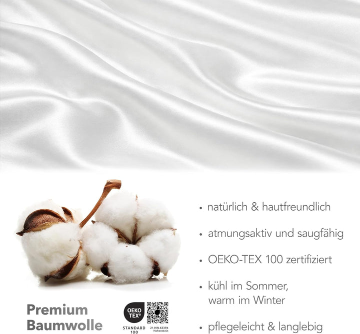 BLUE MOON Premium Mako-Satin Wendebettwäsche - Satin-Bettzeug - Bettwäsche aus 100% Baumwolle - Made