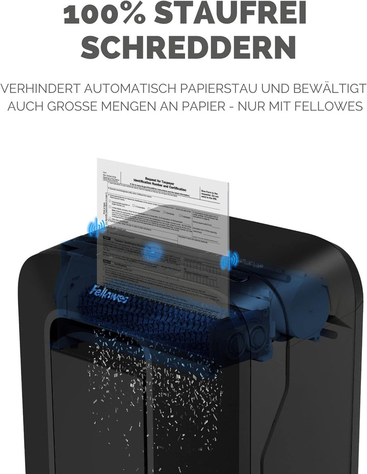 Fellowes Aktenvernichter 12 Blatt Partikelschnitt (P4), Papierschredder für Büro, Homeoffice, Powers