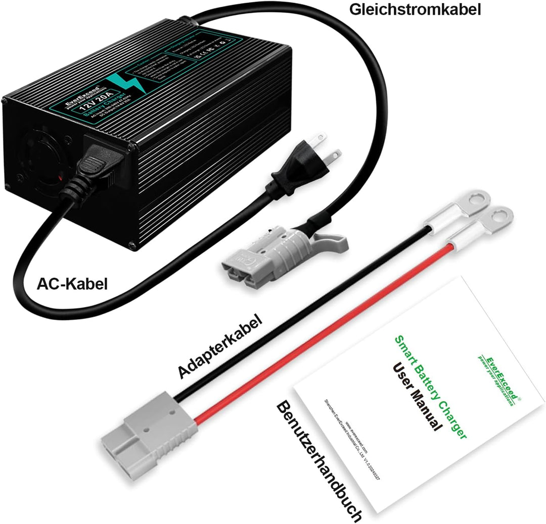 EverExceed Lithium Ladegerät 12V 20A 14,6V Ladegerät Lifepo4 AC-DC, Batterieladegerät Lifepo4 20A fü