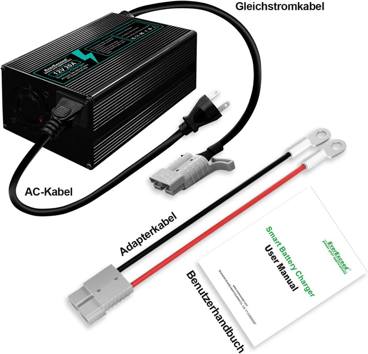 EverExceed Lithium Ladegerät 12V 20A 14,6V Ladegerät Lifepo4 AC-DC, Batterieladegerät Lifepo4 20A fü
