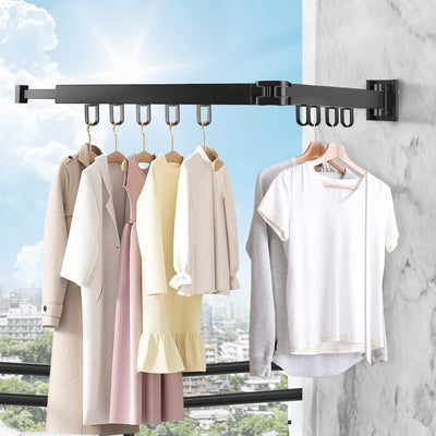 SWAWIS Wäscheständer Wandmontage Kleiderstange 90cm Ausziehbar Klappbar Wäscheständer Kleiderstange