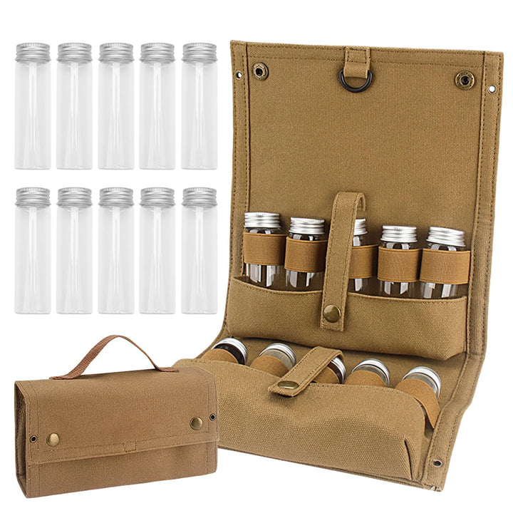Tissting Gewürzgläser Set, 10 Pcs Gewürzstreuer Camping Outdoor Gewürztasche Camping Gewürze Set Tra