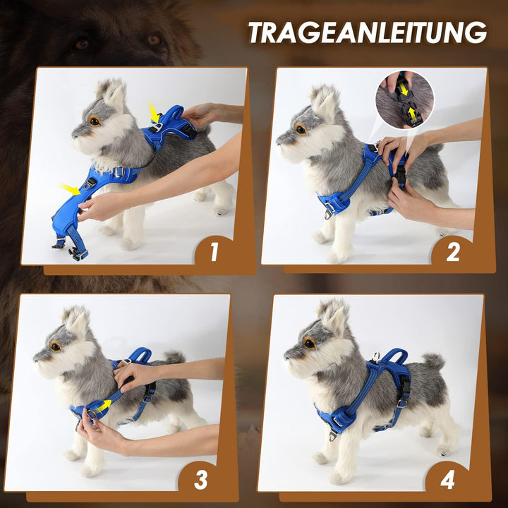 Hundegeschirr für Mittelgrosser Hunde, Anti Zug Brustgeschirr mit 2 Leinenclips und leicht zu bedien