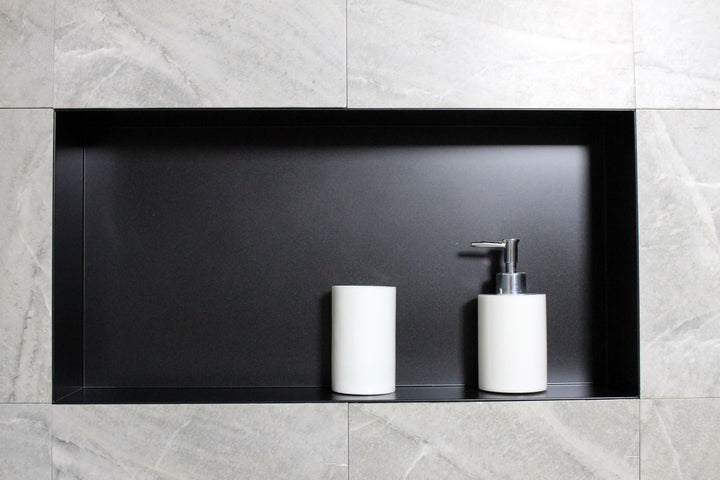 Bernstein Wandnische BS603010 60 x 30 x 10 cm randlos aus Edelstahl in Schwarz, befliesbare Duschnis