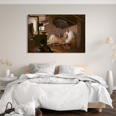 Printed Paintings Leinwand (100x70cm): Carl Spitzweg - Der Arme Poet 100x70 cm, 100x70 cm