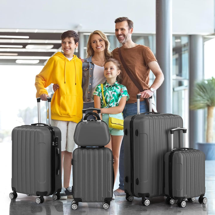 LALAHO Kofferset 5 teilig mit Kosmetikkoffer, Hartschalen Koffer Set aus ABS, Reisekoffer Set, Gepäc