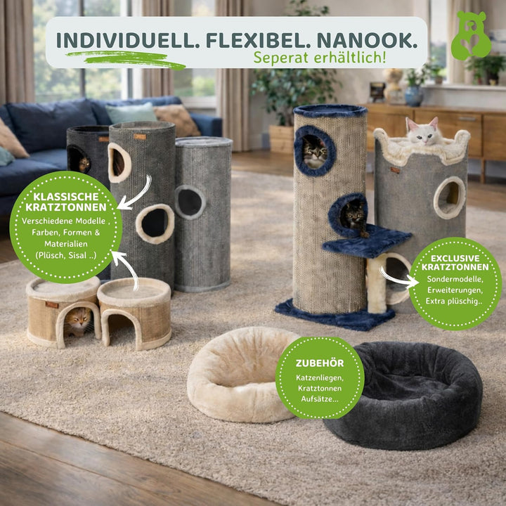 nanook Kratztonne Kratzbaum Condo mit Spielball, Sisal Plüsch, grau 100 cm Grösse XL: 100 cm Grau, G