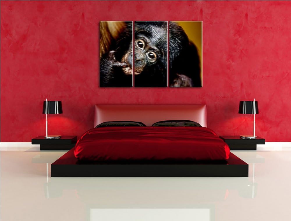 Dark süsses Orang-Utan-Junges Spezial 3-Teiler Leinwandbild 120x80 Bild auf Leinwand, XXL riesige Bi