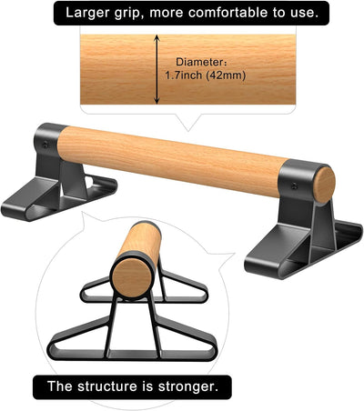 SELEWARE Liegestützgriffe mit ergonomischem Holz Griff und hochbelastbarem Stahl - Rutschfeste Push-