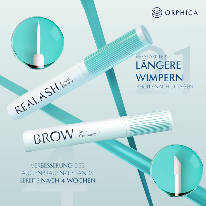 ORPHICA Brow & Realash Set - Wimpernserum 3 ml + Augenbrauen Serum 4 ml - Conditioner für sichtbares