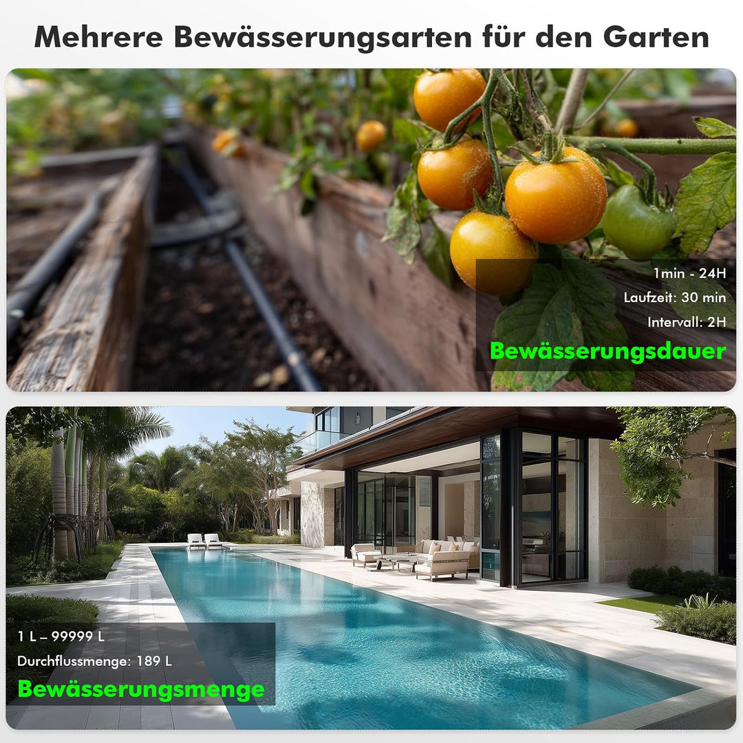 RESTMO 2 Zone Bewässerungscomputer mit Durchflussmesser, Bewässerungssteuerung für Garten &amp; Rasen, M