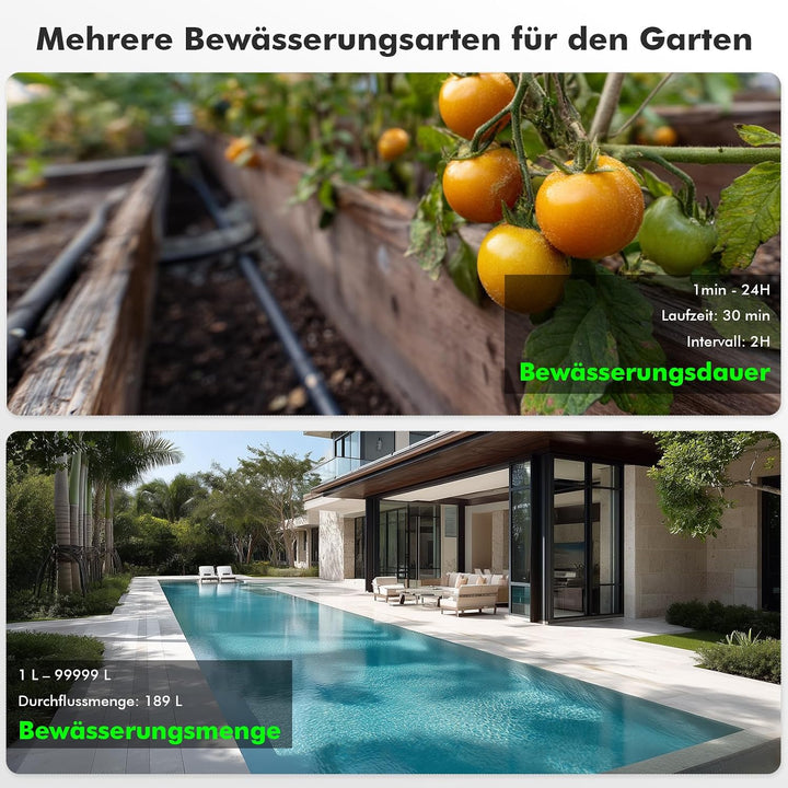 RESTMO 2 Zone Bewässerungscomputer mit Durchflussmesser, Bewässerungssteuerung für Garten &amp; Rasen, M