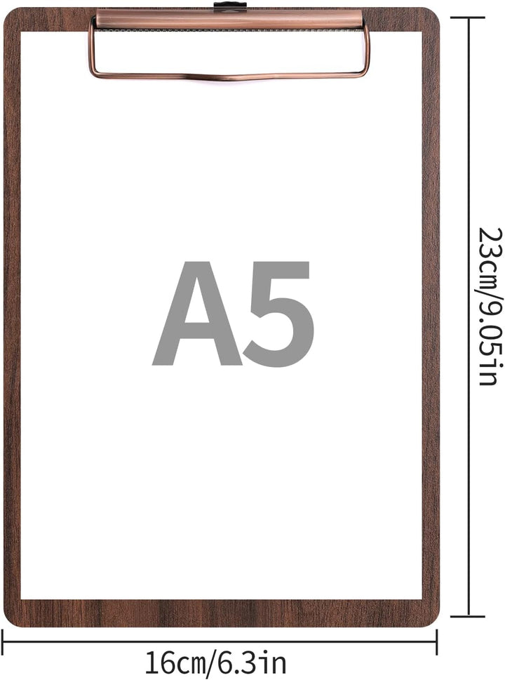 DONGLI (10 Stück) Klemmbrett A5 Holz,Klemmbretter mit Metalklemme und Aufhängeose, Clipboard Schreib