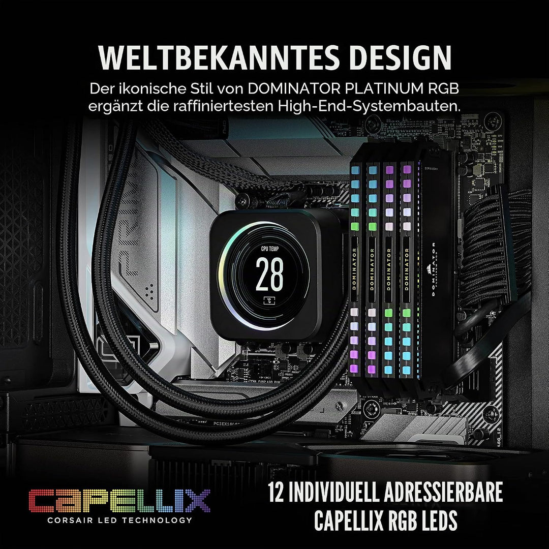 Corsair DOMINATOR PLATINUM RGB DDR5 RAM 64GB (4x16GB) 6200MHz CL32 Intel XMP iCUE Kompatibel Compute