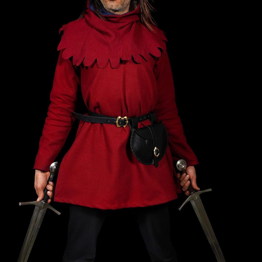 Mythrojan Mittelalterliche Wikinger-Leder-Gürteltasche LARP Renaissance-Gürteltasche – Schwarz, Schw