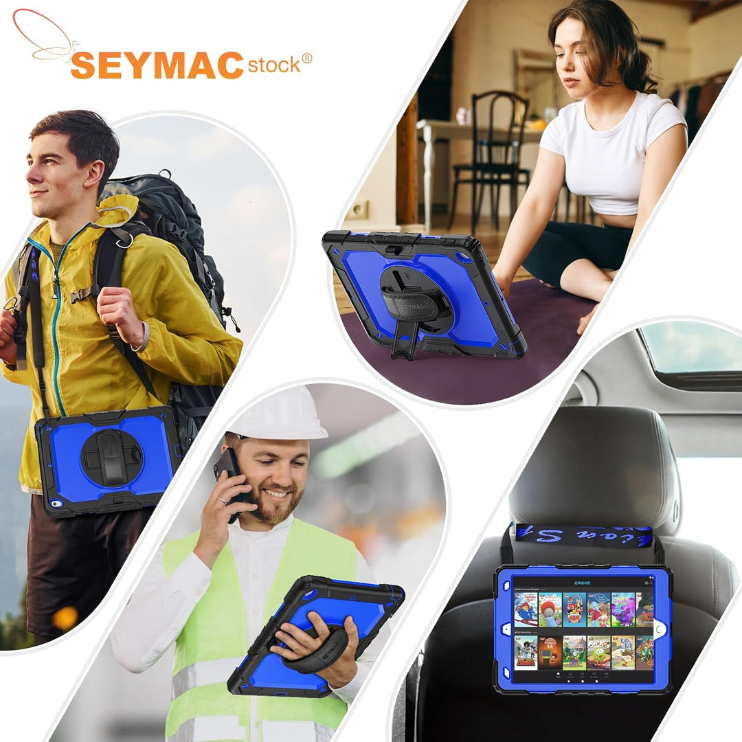 SEYMAC stock Hülle für iPad 9./8./7. Generation 10,2 Zoll 2021/2020/2019, Stossfeste Hülle mit Displ
