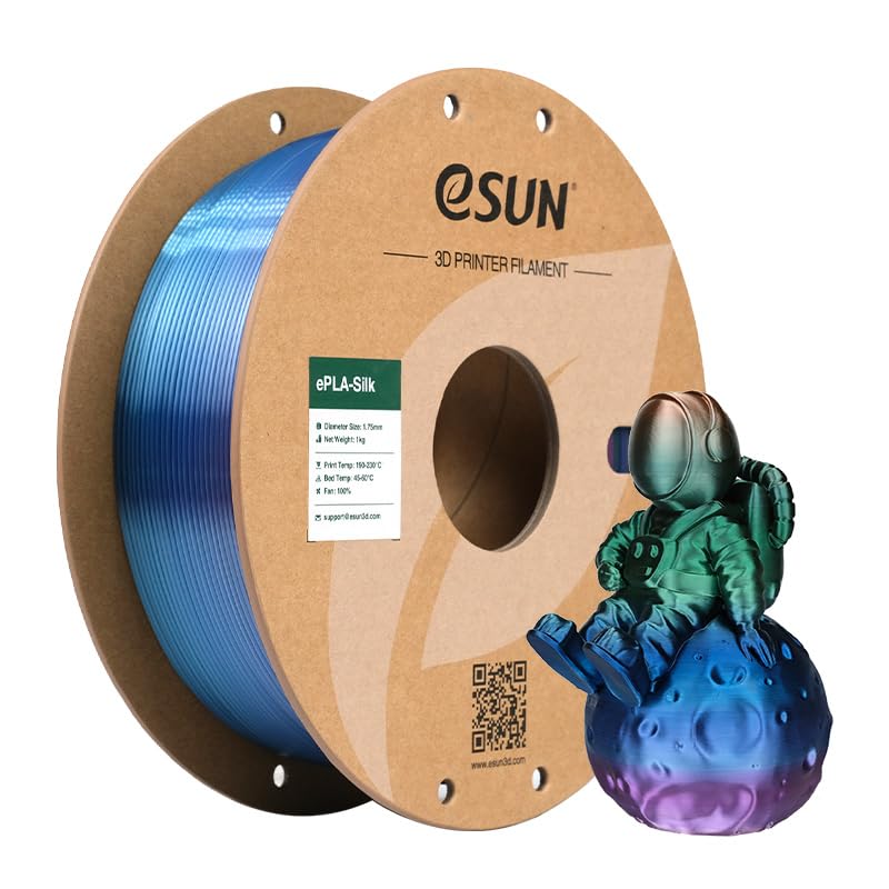 eSUN Silk Rainbow PLA Filament 1.75mm, Silky Multicolored 3D Drucker Filament PLA, Farbverlauf wechs