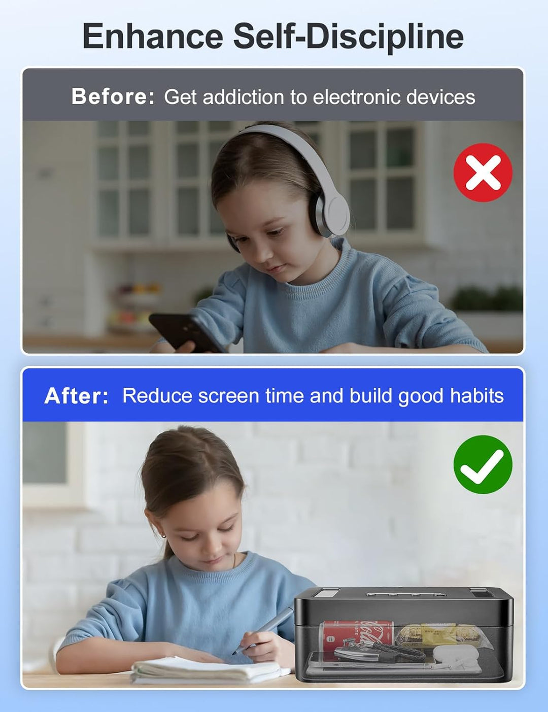 STARSIKI Handy Safe mit Zeitschloss [Abschliessbare Geldkassette] [Schlüsselbox mit Timer] [Selbstdi