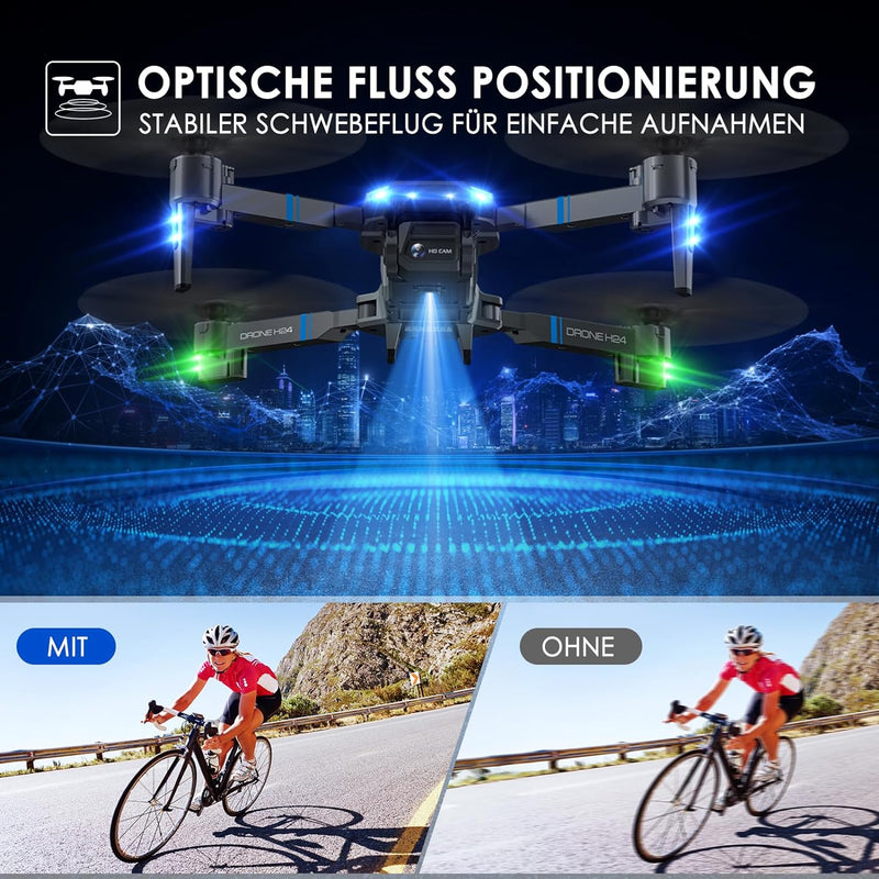 H24 Drohne mit Kamera HD 1080P, RC Drone für Erwachsene und Kinder, Faltbar Quadcopter mit FPV WiFi