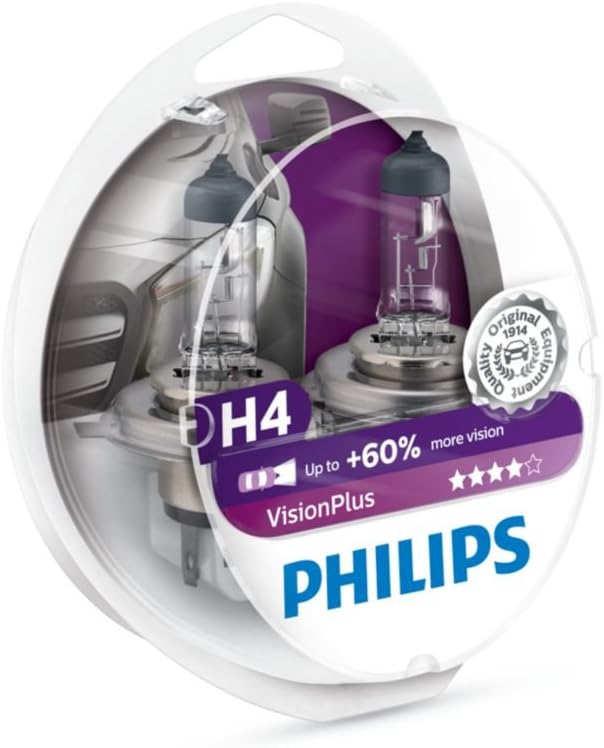 Philips 12342VPS2 VisionPlus +60% H4 Scheinwerferlampe 12342VPS2, 2er Set Twin box H4 Single, Twin b