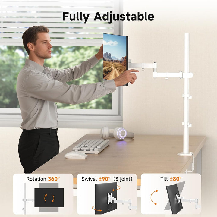 Bracwiser einzelnen Voll einstellbare Stehhöhe Monitorarm Standhalterung 800 mm hoch für Monitor Com
