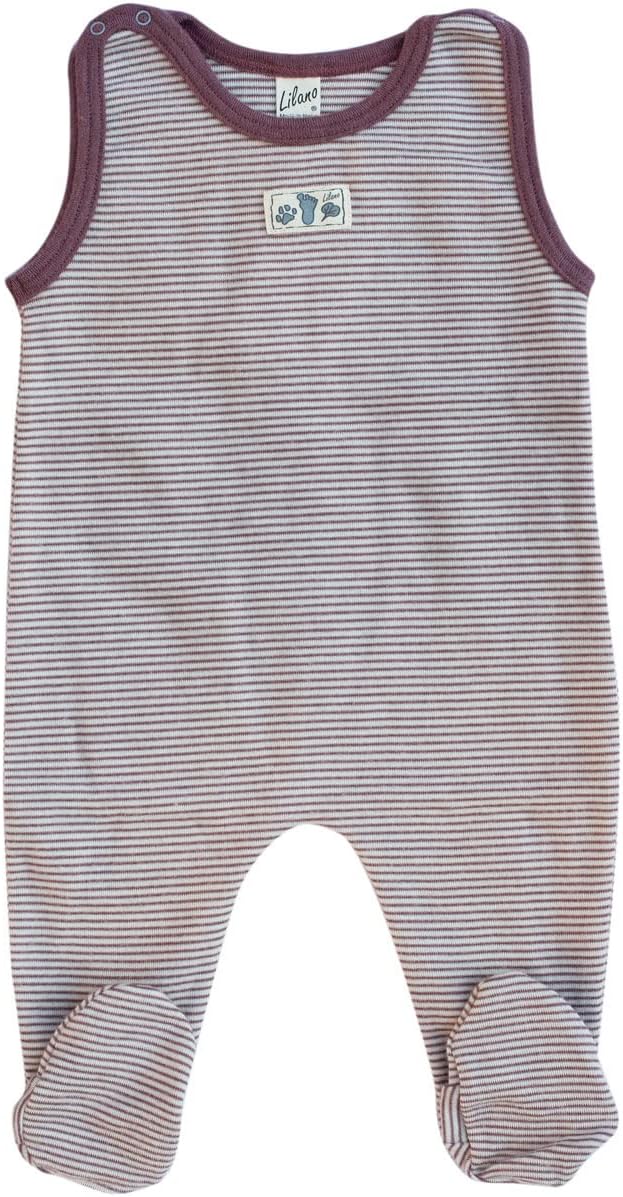Lilano, Merino Strampler mit Fuss, 70% Wolle (kbT), 30% Seide, 210 gr./m² Mauve/Natur 62, Mauve/Natu