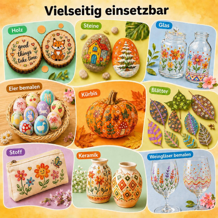 Vozuna 120 Acrylstifte Set Wasserfest – Acrylmarker mit Pinselspitze zum Steine Bemalen, für Glas, P