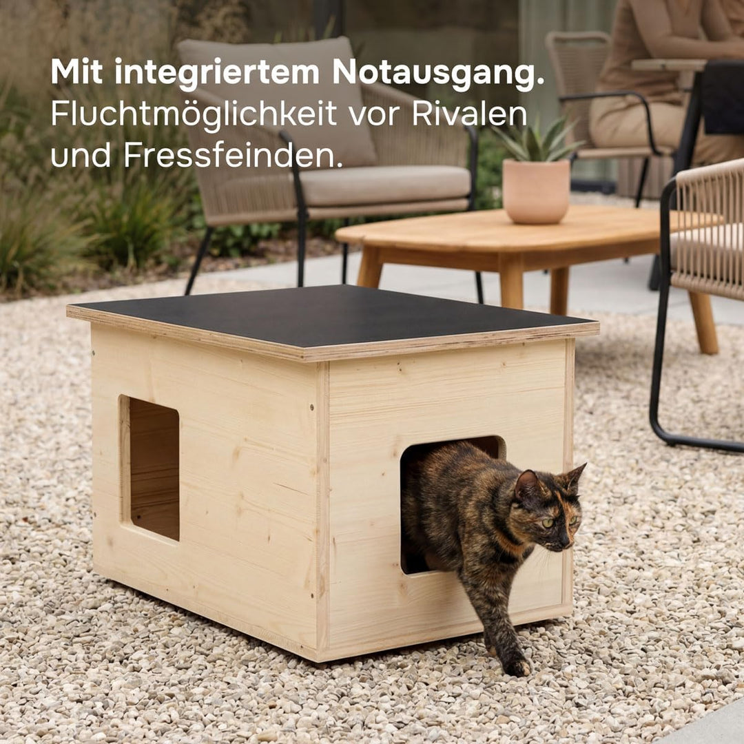 catcabin Katzenhaus für Draussen, Winterfest, Isoliert, Massivholz, Made in Germany, Outdoor Katzenh