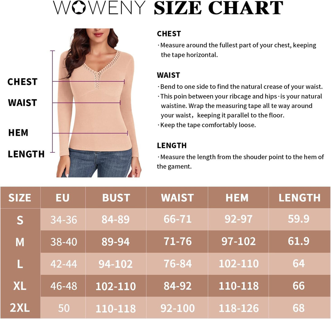 WOWENY Thermo Trägershirt Langarmshirt Damen Tank Top mit Spitze Ärmellose/Langarm Elegant Top Unter