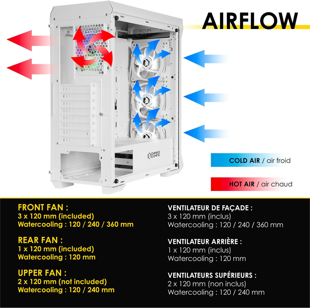 EMPIRE GAMING - DarkWitcher PC-Gehäuse für Gamer – ARGB Medium Tower ATX – Front Metall Mesh und Sei