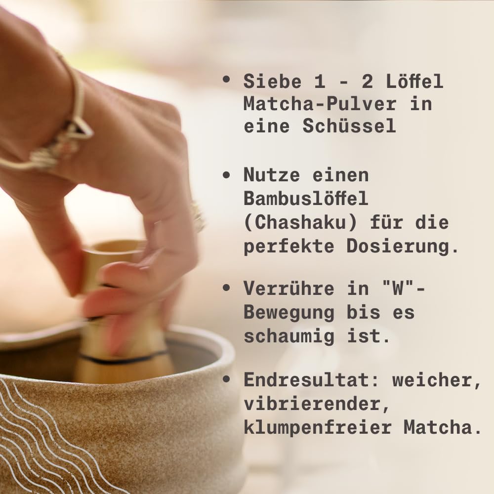 NaturaleBio Traditionelles Matcha-Set mit japanischem Matcha-Pulver in Premium-Qualität 50g, Bambusb