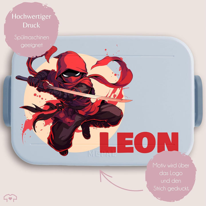 Kinder Bento Box Midi Lunchbox für Mepal Bentobox - Ninja mit Name personalisiert I Schulkind Gesche