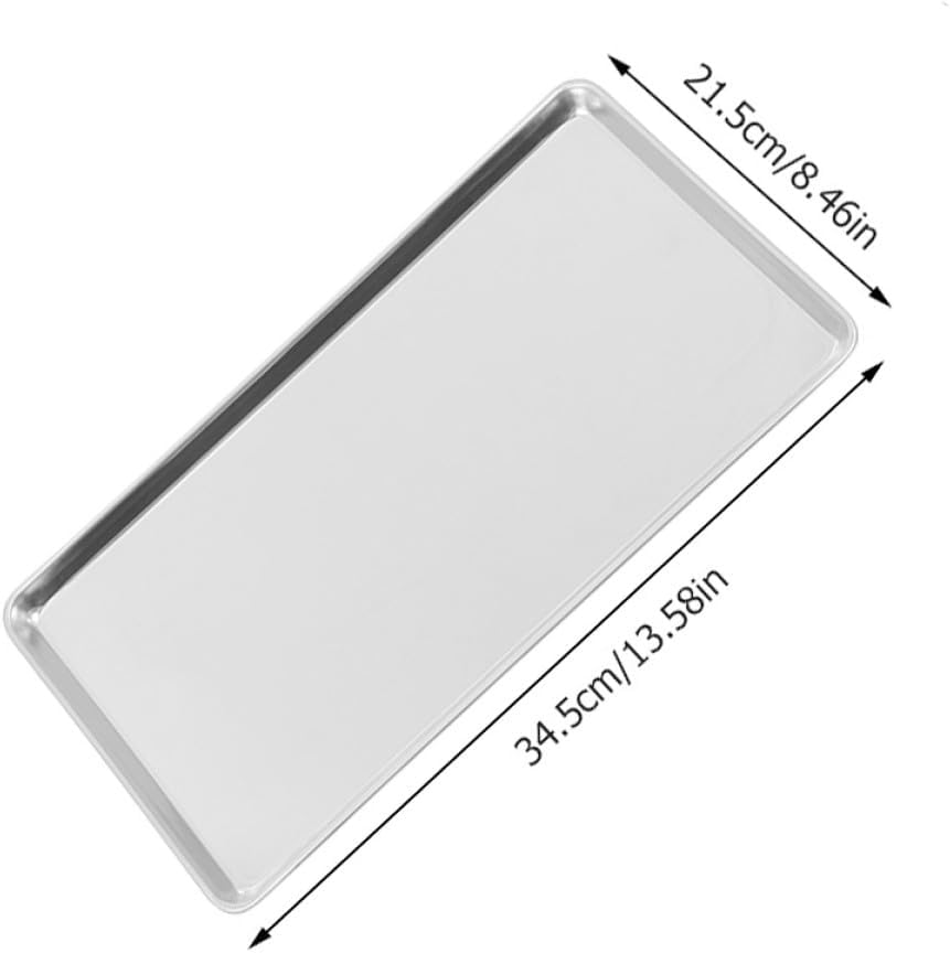 Rechteckiges Edelstahl Serviertablett 34,5X21,5X1,5cm Flach als Speiseteller für Hotel und Gastronom