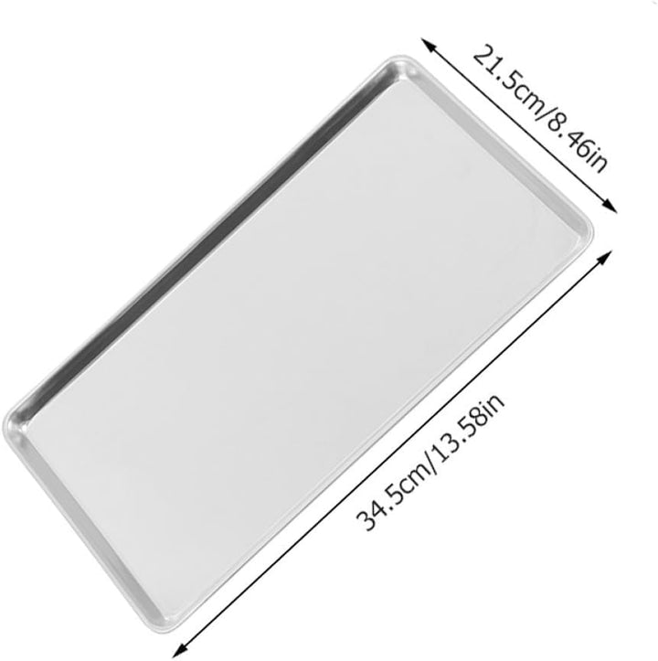 Rechteckiges Edelstahl Serviertablett 34,5X21,5X1,5cm Flach als Speiseteller für Hotel und Gastronom