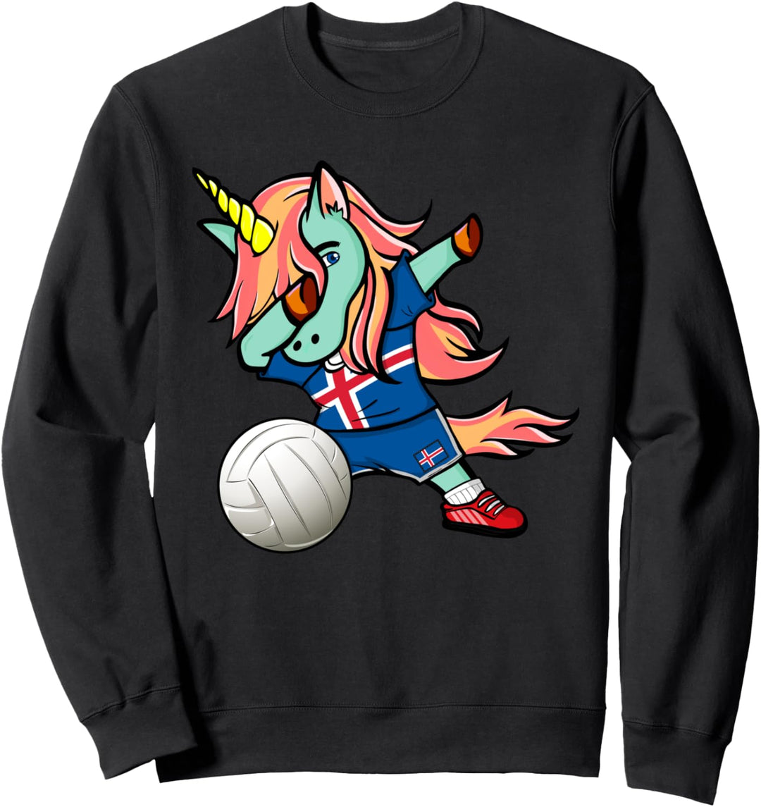 Dabbing Einhorn Island Volleyball - Isländische Flagge Sport Sweatshirt
