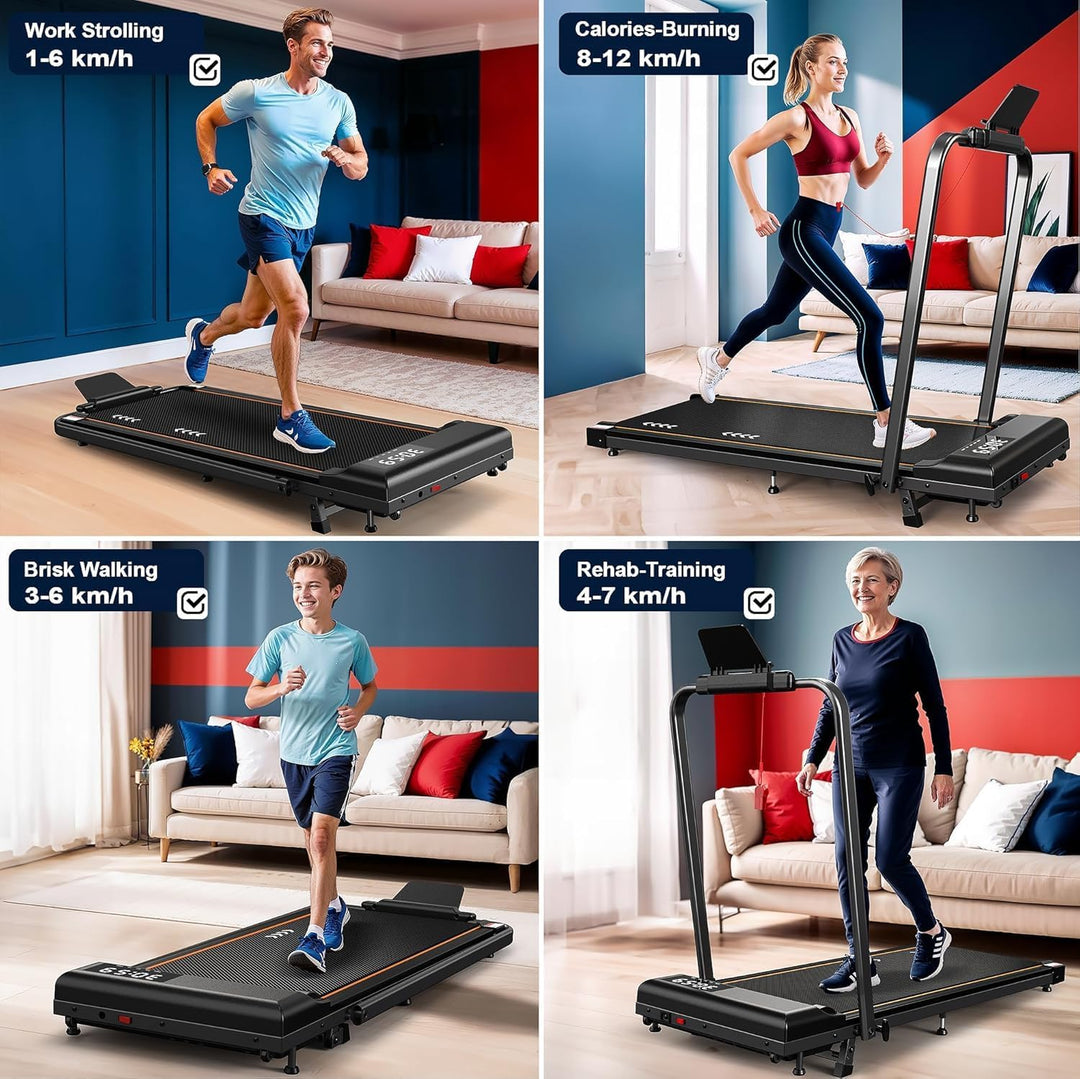 Laufband für Zuhause Klappbar Walking Pad: 7% Steigung Laufband mit 2,5 PS|2,25 PS Motor, Gehpolster