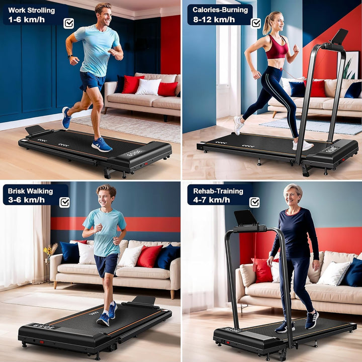 Laufband für Zuhause Klappbar Walking Pad: 7% Steigung Laufband mit 2,5 PS|2,25 PS Motor, Gehpolster