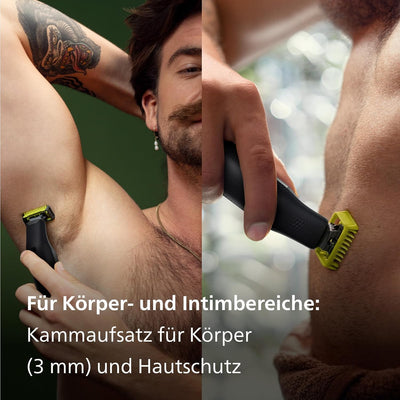 Philips OneBlade Pro 360 Face & Body – Elektrischer Bartschneider, Rasierer und Bodygroomer, 2x 360-