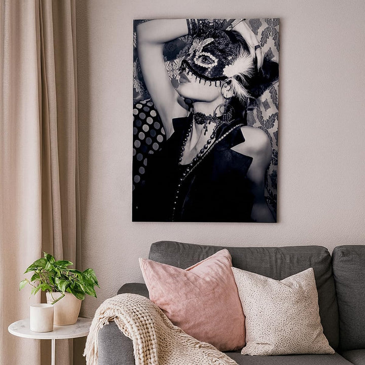 Bilder auf Leinwand 55x100cm Leinwandbild mit Rahmen Frau Karneval Maske Mode Gross Wanddeko Bild Sc