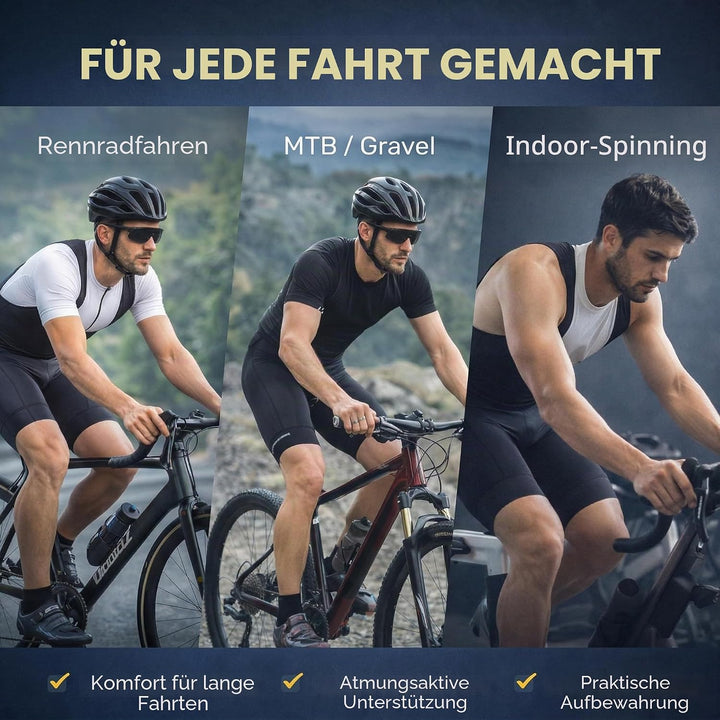 Przewalski Herren 3D gepolsterte Fahrrad-Trägerhose, Fahrrad-Trägerhose S Grau, S Grau mit Taschen