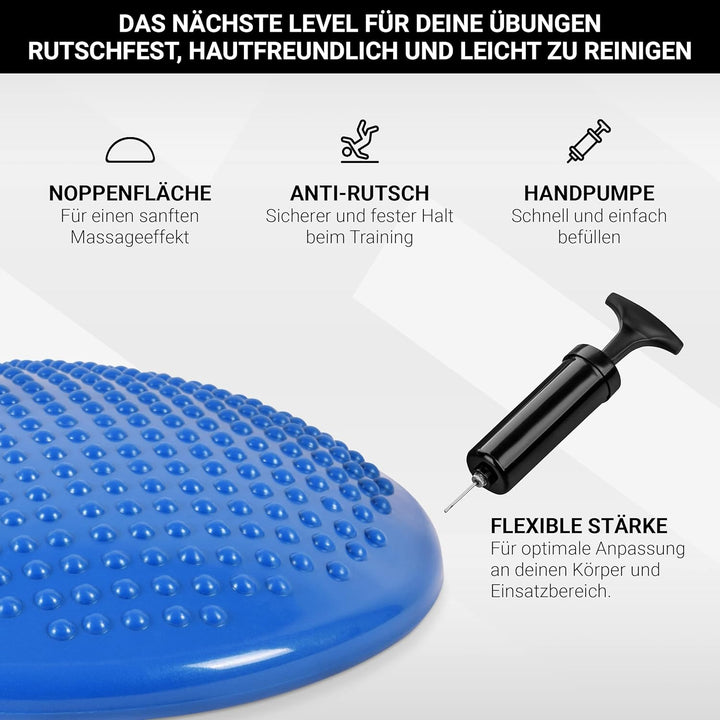MSPORTS Ballsitzkissen inkl. Pumpe und Übungsposter | ca. 32 cm Durchmesser mit Noppenoberfläche - i